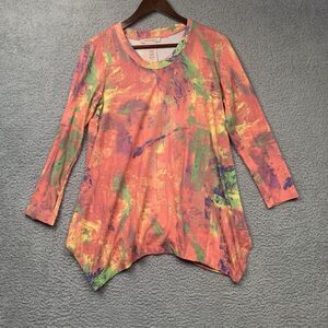 Philosophy Shirt Womens S Rainbow Sunrise Brushstroke Tunic Sharkbite Hem
